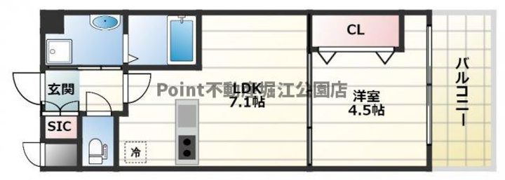 大阪府大阪市西区立売堀3(マンション)の賃貸物件の間取り