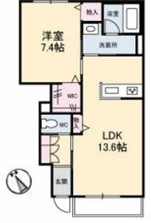 岡山県倉敷市茶屋町(アパート)の賃貸物件の間取り