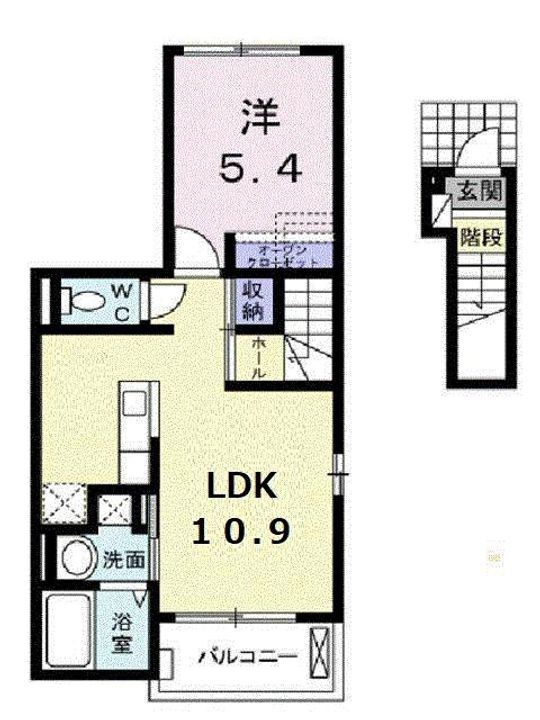 広島県福山市山手町6(アパート)の賃貸物件の間取り