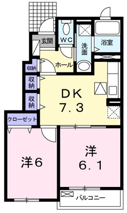 高知県高知市朝倉丙(アパート)の賃貸物件の間取り