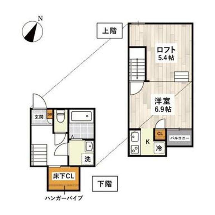 熊本県熊本市東区若葉5(アパート)の賃貸物件の間取り