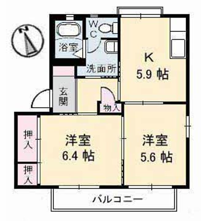 広島県福山市東川口町5(アパート)の賃貸物件の間取り