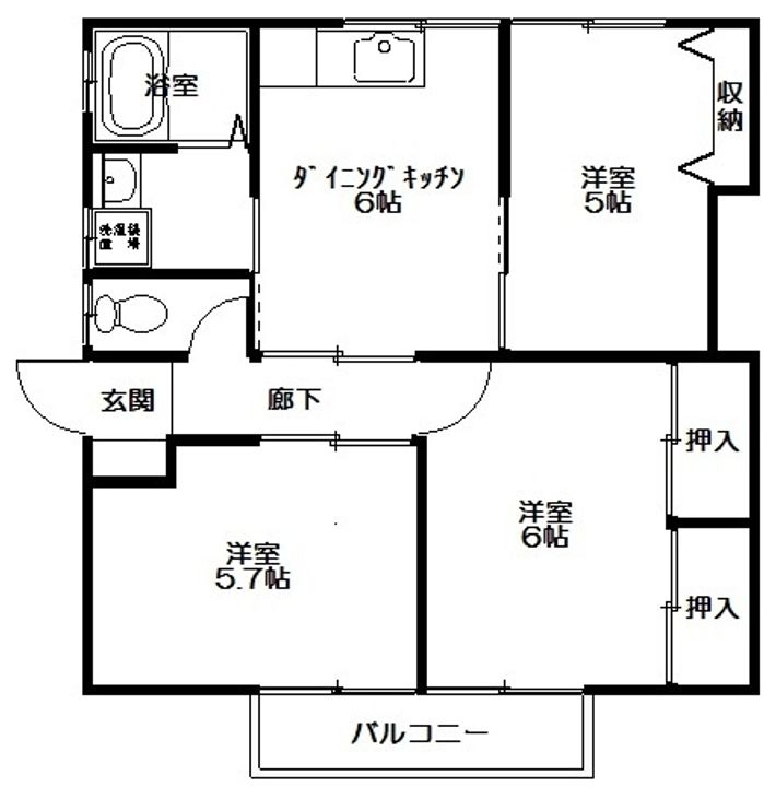 エクセレントハイツ2号棟 (小名浜岡小名2丁目)の間取り