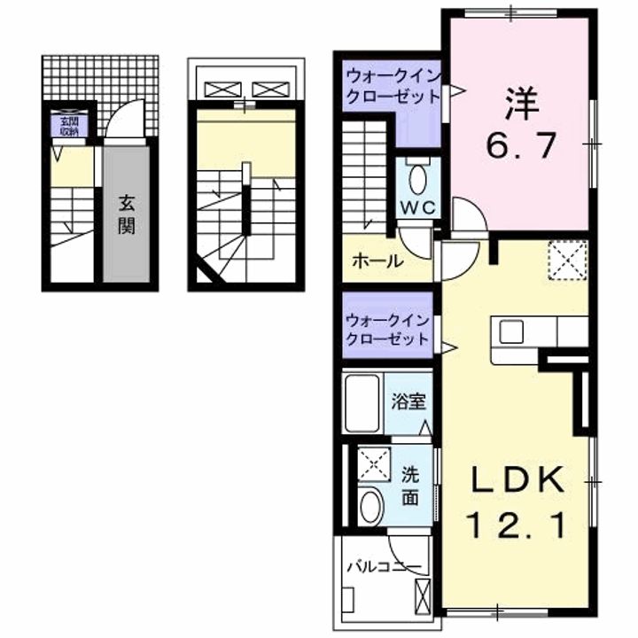 岐阜県各務原市鵜沼各務原町4(アパート)の賃貸物件の間取り