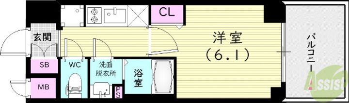 エステムコート神戸グランスタイルの間取り