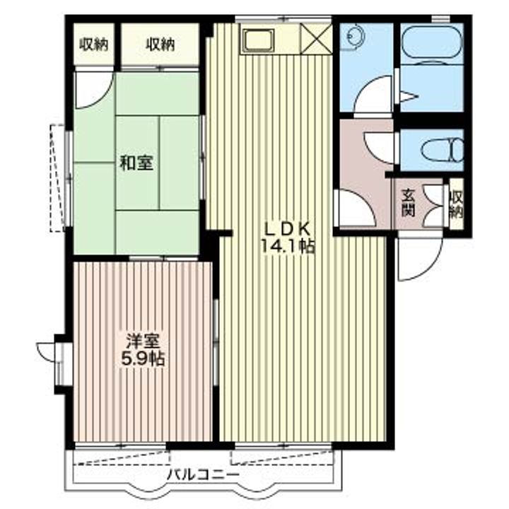 カーサ十一屋  C 102号室の間取り