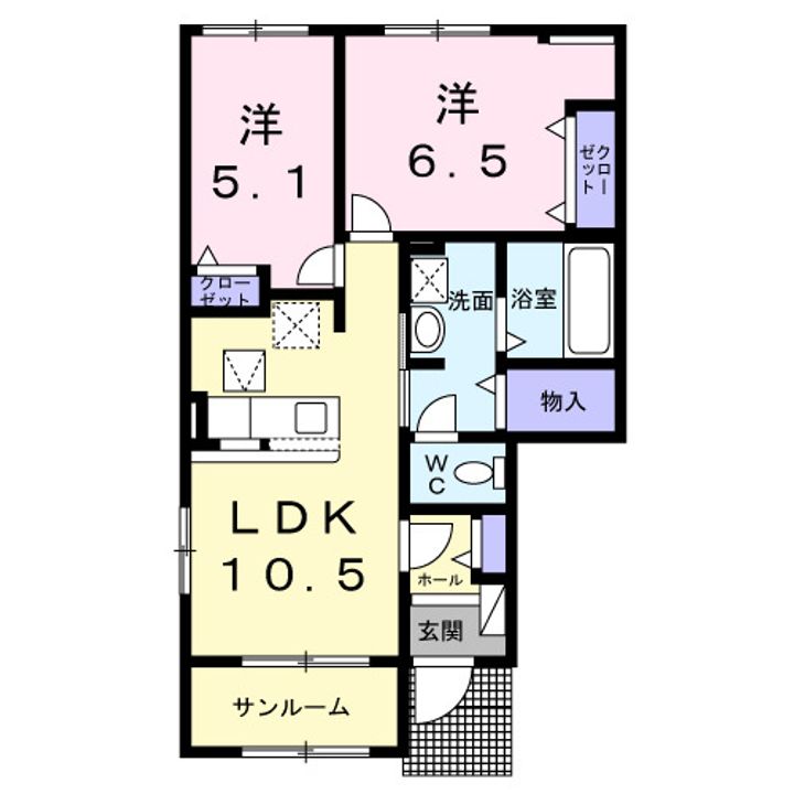 千葉県千葉市緑区おゆみ野中央6(アパート)の賃貸物件の間取り