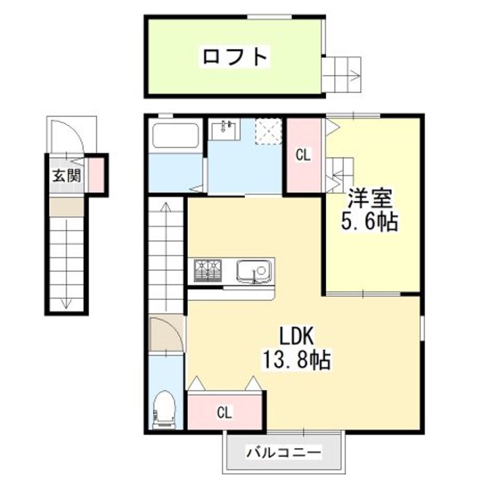 奈良県大和高田市大中南町(アパート)の賃貸物件の間取り