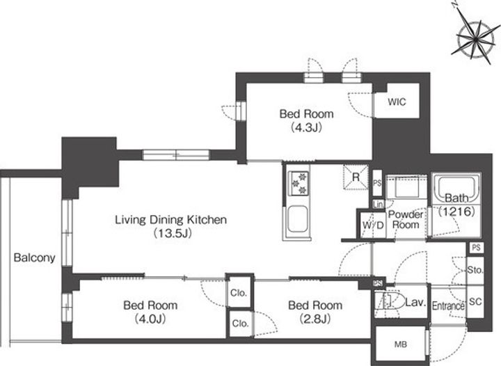東京都板橋区板橋1(マンション)の賃貸物件の間取り
