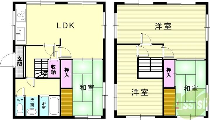 魚住町中尾貸家の間取り
