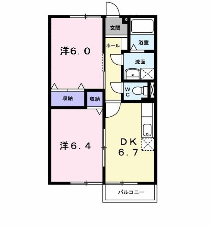 福島県いわき市平下神谷字岸前(アパート)の賃貸物件の間取り