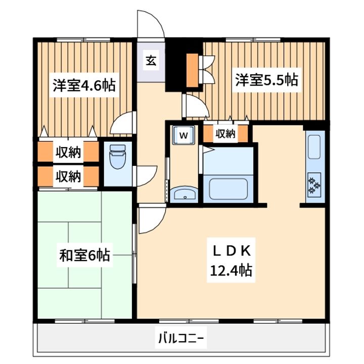 東京都八王子市めじろ台2(マンション)の賃貸物件の間取り