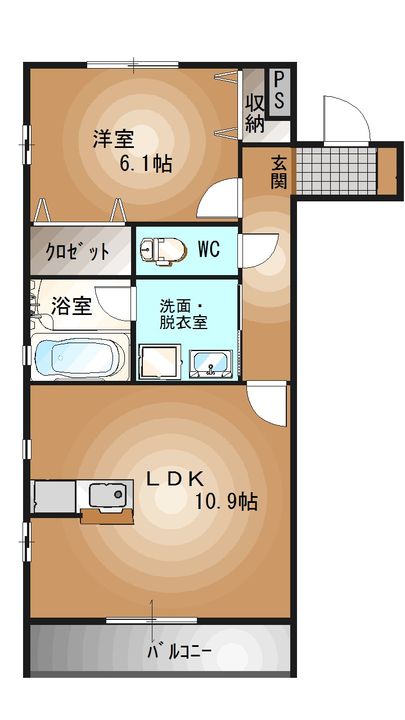 栃木県宇都宮市平松1(アパート)の賃貸物件の間取り