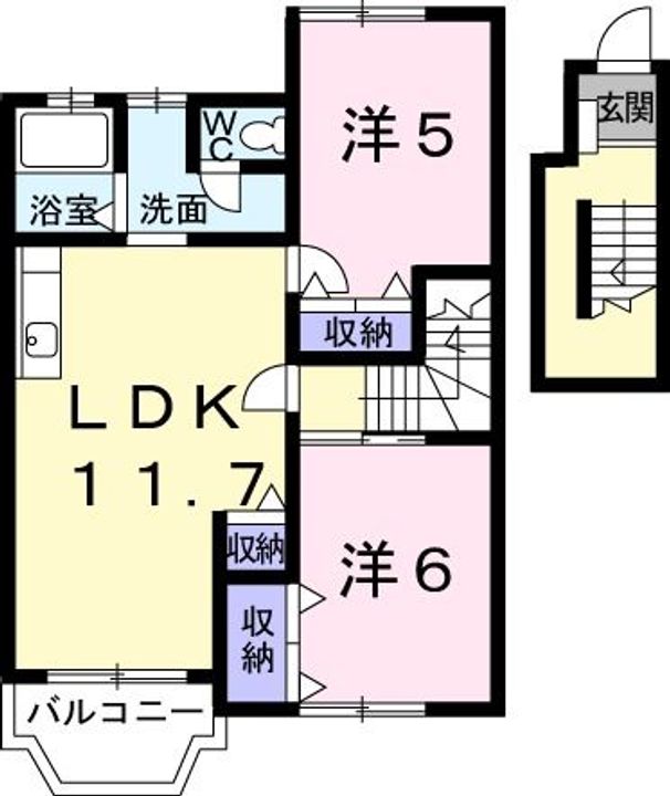 栃木県矢板市木幡(アパート)の賃貸物件の間取り