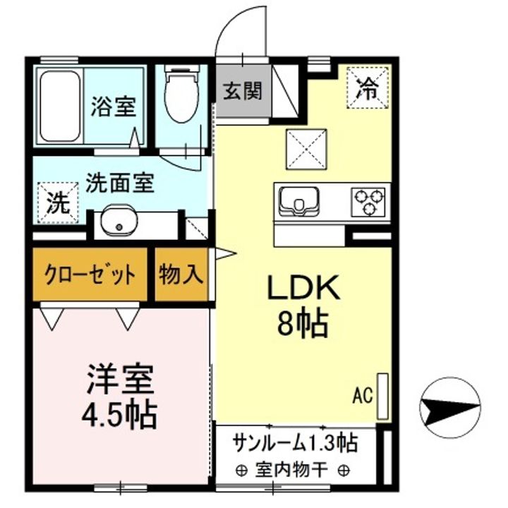 ティエドール Aの間取り
