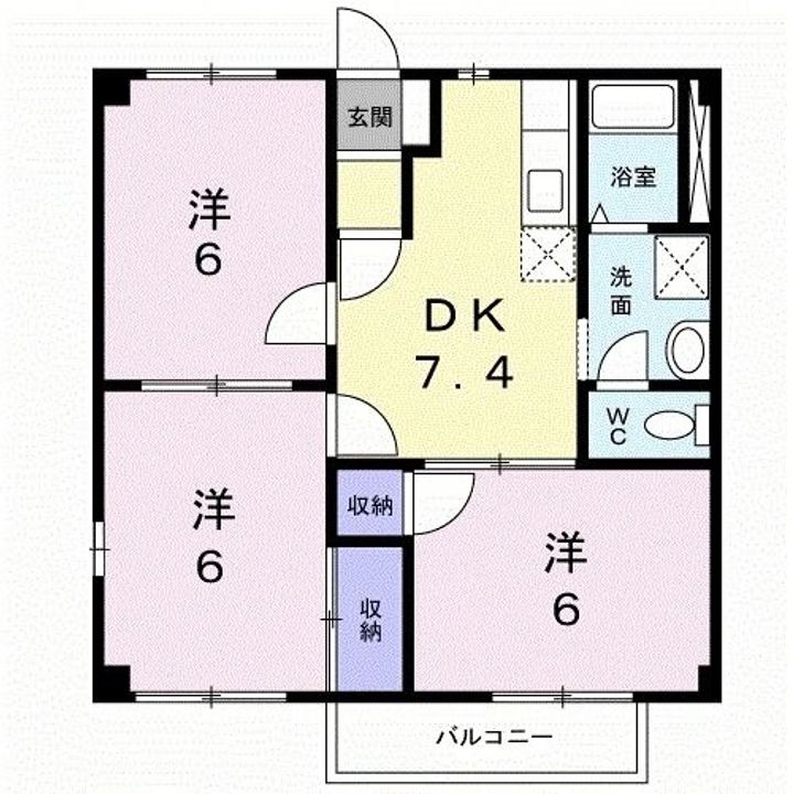 福島県いわき市平下神谷字御城(アパート)の賃貸物件の間取り