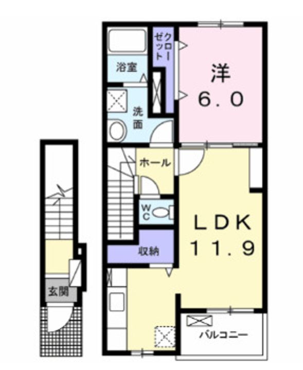 福島県郡山市富久山町八山田字一本橋(アパート)の賃貸物件の間取り