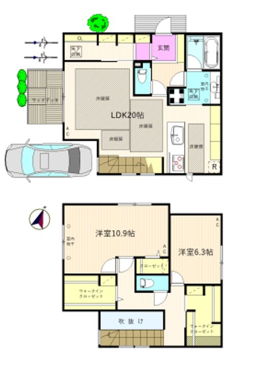 神奈川県大和市上草柳8(一戸建)の賃貸物件の間取り