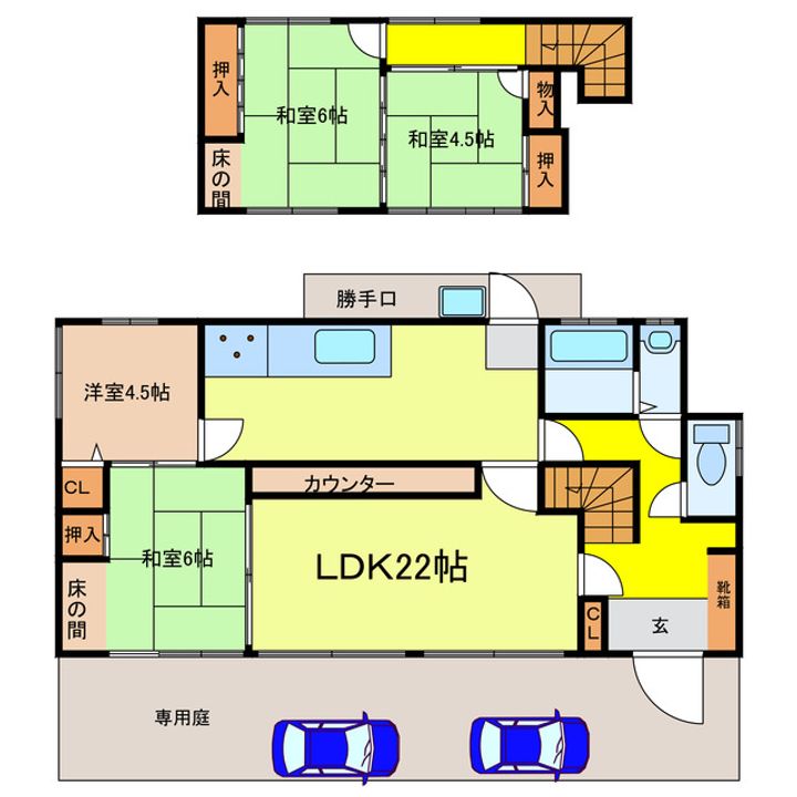 滋賀県大津市桜野町1(一戸建)の賃貸物件の間取り
