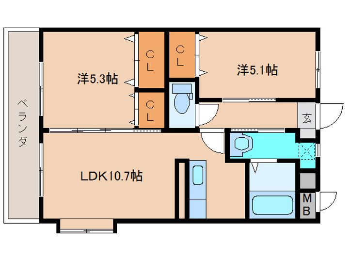 宮崎県宮崎市大字小松(マンション)の賃貸物件の間取り