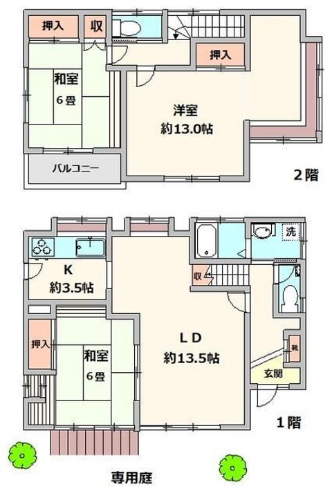 神奈川県座間市西栗原1(一戸建)の賃貸物件の間取り