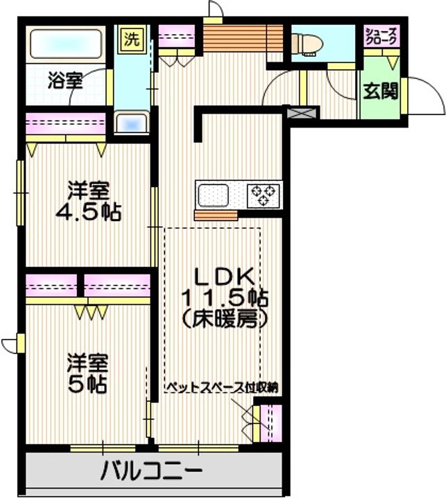(仮称)南区大谷口メゾンの間取り