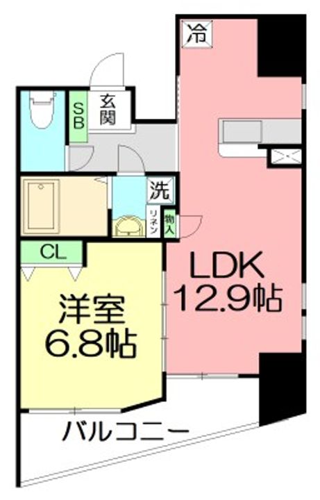 神奈川県茅ヶ崎市幸町(マンション)の賃貸物件の間取り