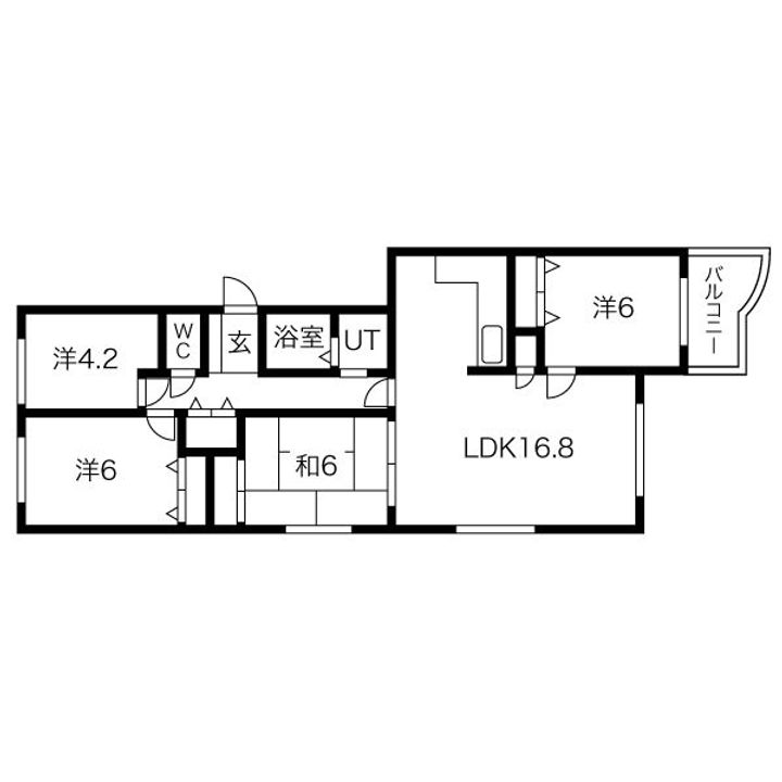 北海道札幌市豊平区月寒東二条17(マンション)の賃貸物件の間取り