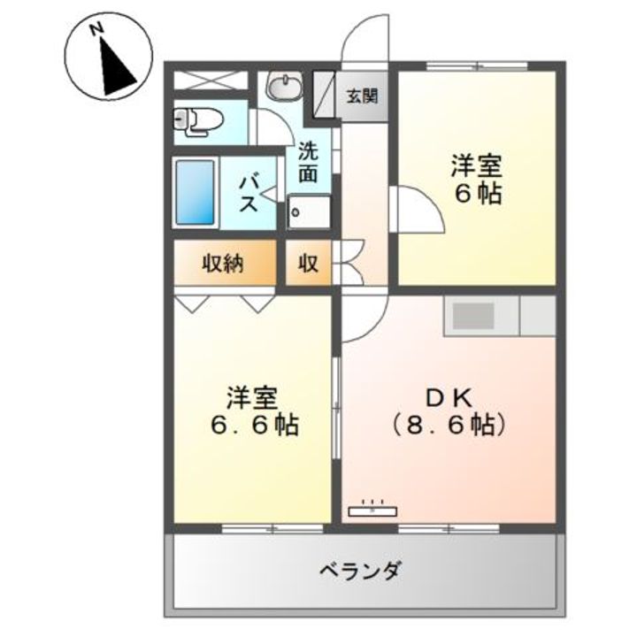岡山県倉敷市西阿知町西原(アパート)の賃貸物件の間取り
