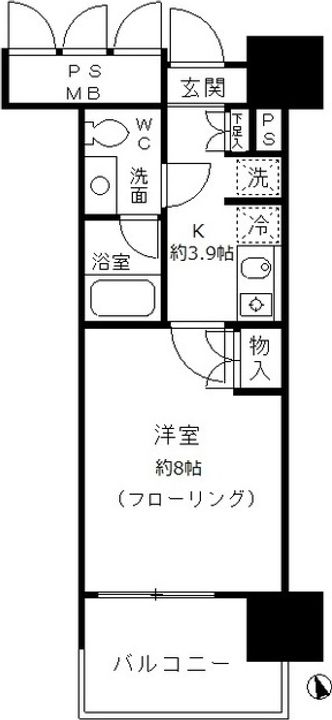 東京都港区芝浦4(マンション)の賃貸物件の間取り