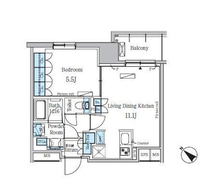 東京都中央区東日本橋3(マンション)の賃貸物件の間取り