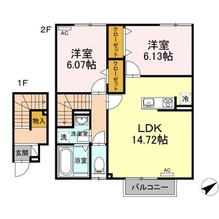 愛知県蒲郡市拾石町本郷(アパート)の賃貸物件の間取り
