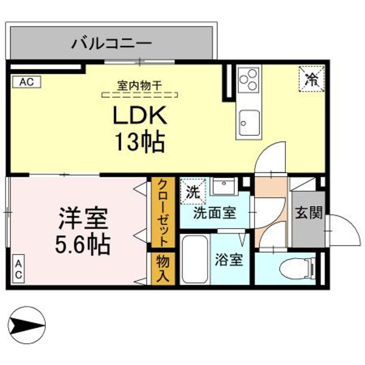 徳島県徳島市沖浜町居屋敷(アパート)の賃貸物件の間取り