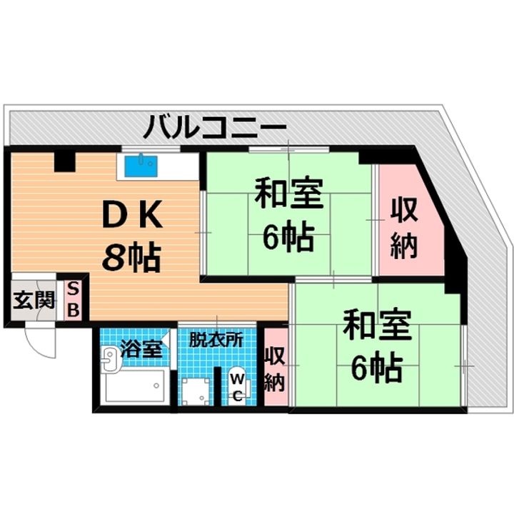 大阪府大阪市鶴見区今津中1(マンション)の賃貸物件の間取り