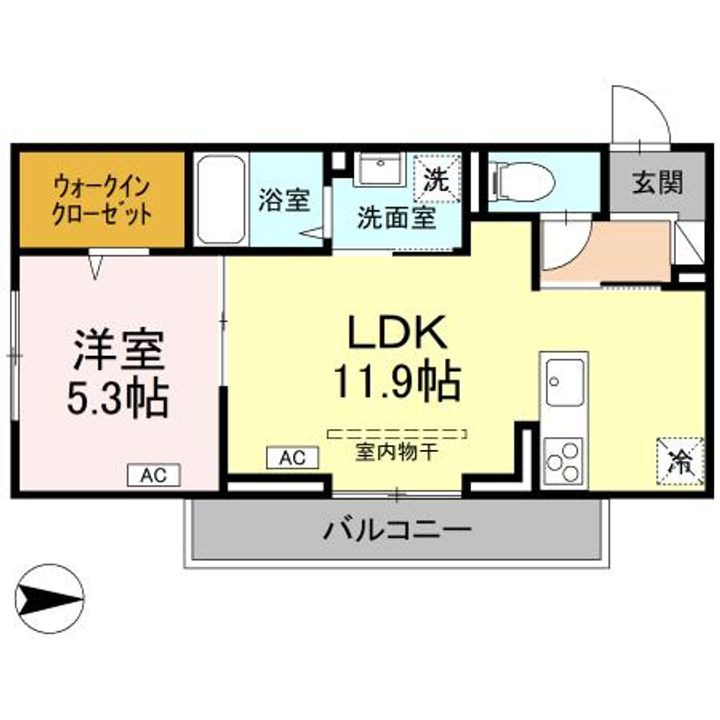 徳島県徳島市沖浜町居屋敷(アパート)の賃貸物件の間取り