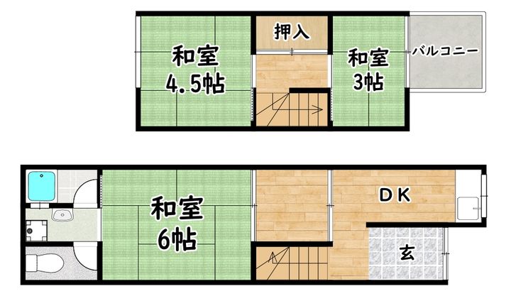 大阪府大阪市東住吉区針中野4(一戸建)の賃貸物件の間取り