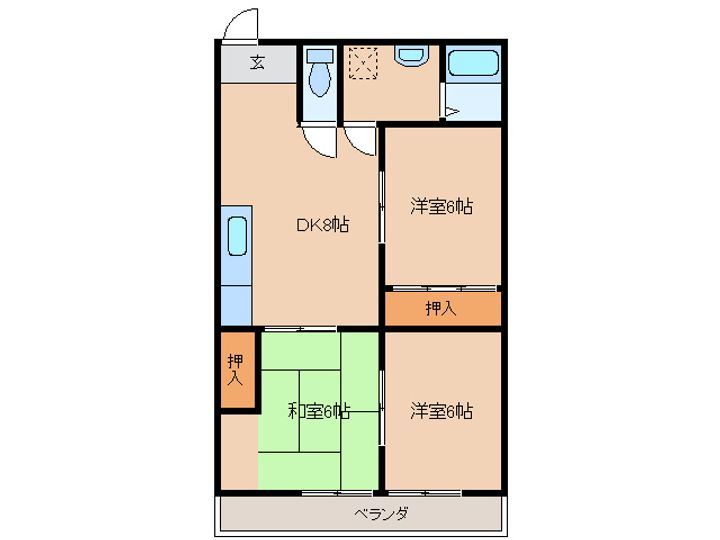 宮崎県都城市祝吉2(マンション)の賃貸物件の間取り