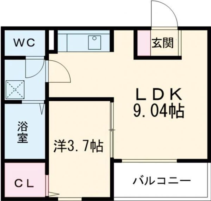 大阪府藤井寺市西古室1(アパート)の賃貸物件の間取り