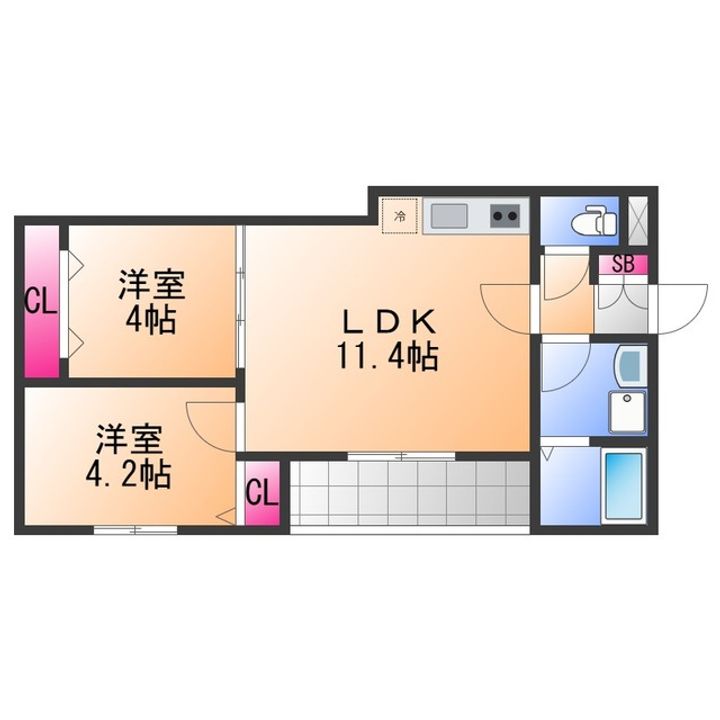 大阪府泉佐野市本町(アパート)の賃貸物件の間取り