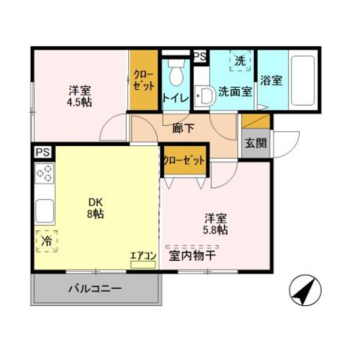 埼玉県蕨市錦町1(アパート)の賃貸物件の間取り