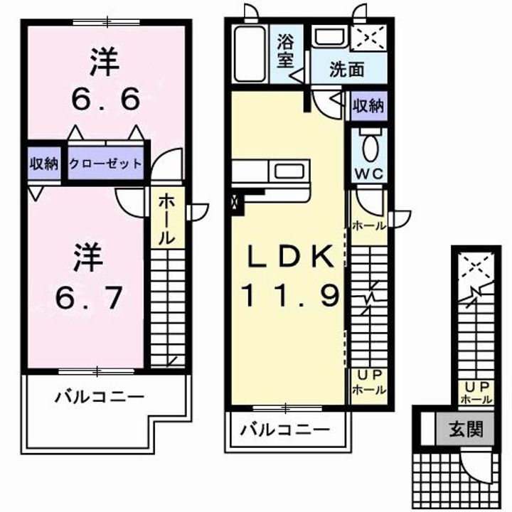 群馬県北群馬郡吉岡町大字大久保(アパート)の賃貸物件の間取り