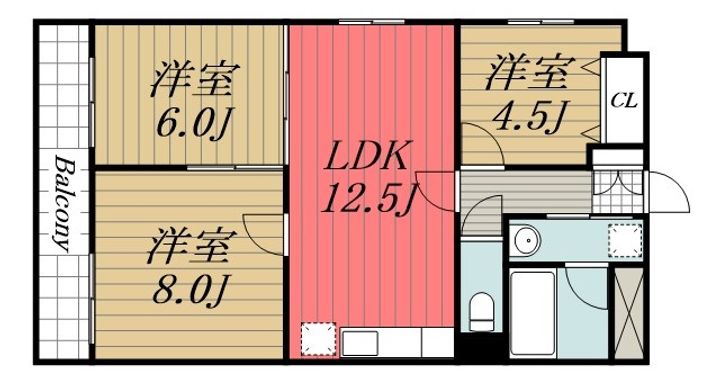 千葉県千葉市稲毛区小中台町(マンション)の賃貸物件の間取り