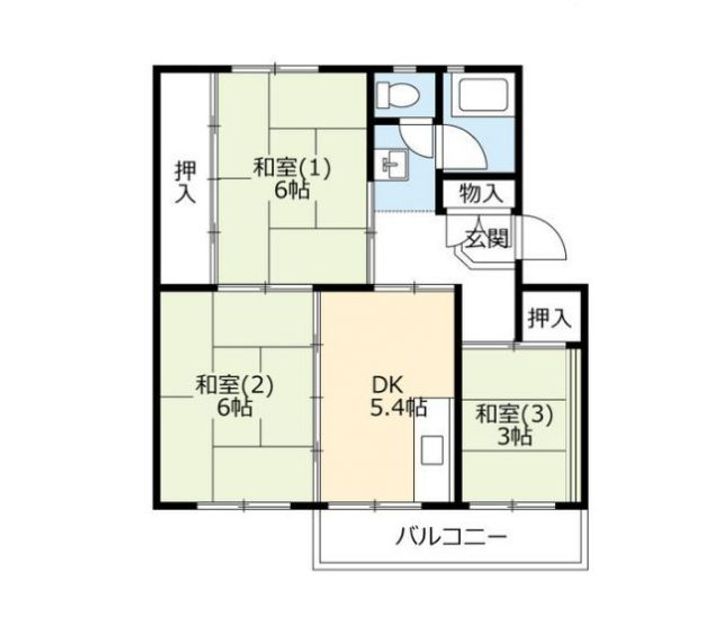 UR 泉南一丘団地 13棟の間取り