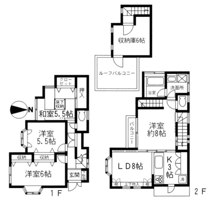 神奈川県横浜市港北区樽町4(一戸建)の賃貸物件の間取り