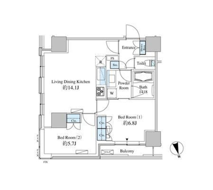東京都港区芝浦4(マンション)の賃貸物件の間取り