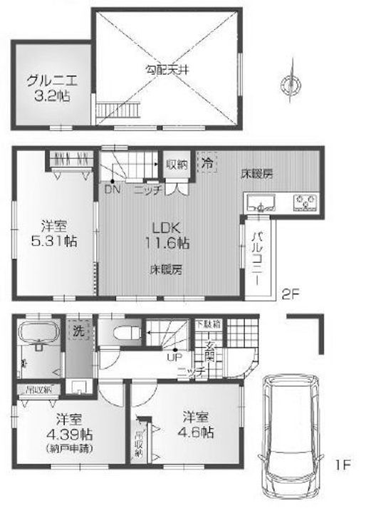 東京都中野区江古田4(一戸建)の賃貸物件の間取り
