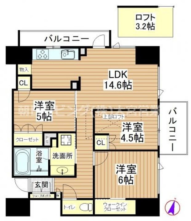 埼玉県さいたま市大宮区仲町3(マンション)の賃貸物件の間取り