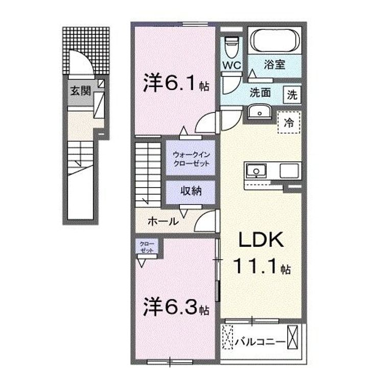 香川県綾歌郡宇多津町(アパート)の賃貸物件の間取り