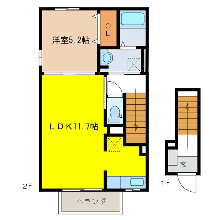 岐阜県岐阜市薮田東2(アパート)の賃貸物件の間取り