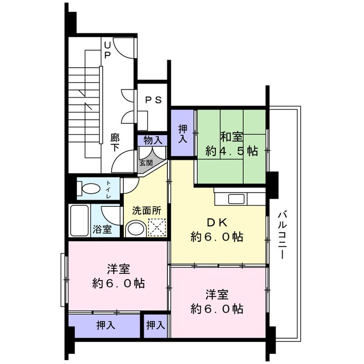 岩手県紫波郡紫波町日詰字下丸森(マンション)の賃貸物件の間取り